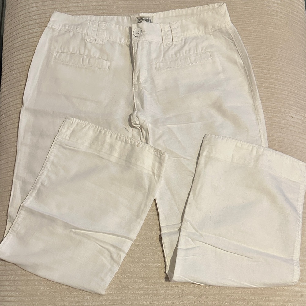 Wide Leg Linen Blend Converse Women’s White Chinos in Size 4